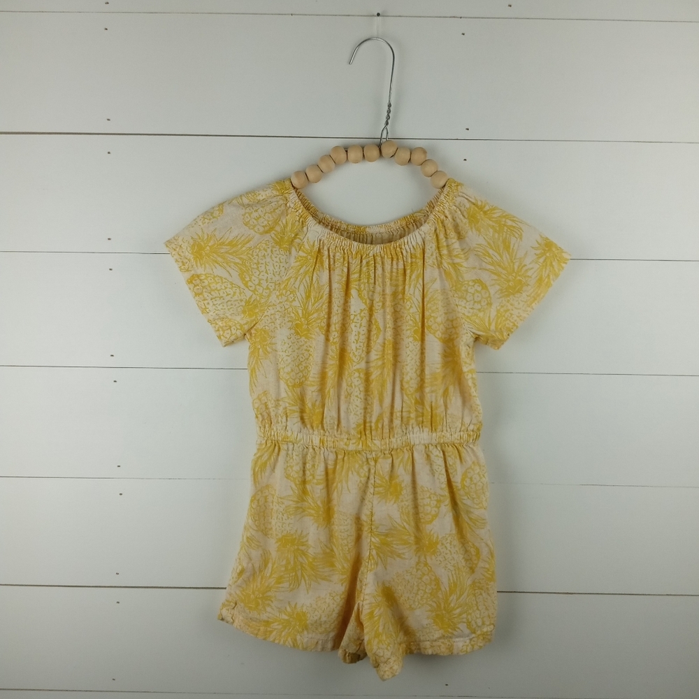 Old Navy girls 5T light yellow with pineapple design flowy romper